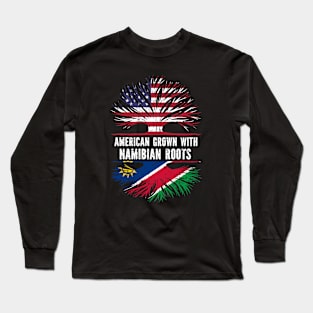 American Grown with Namibian Roots USA Flag Long Sleeve T-Shirt